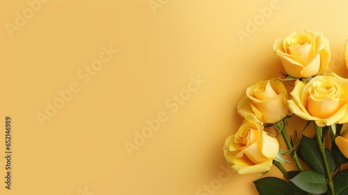 Yellow roses on yellow background
