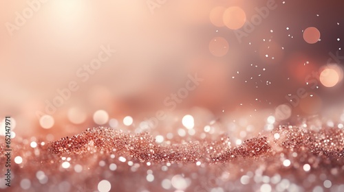 Pink gold glittering bokeh background for New year 2024 and holidays celebration, Generative ai