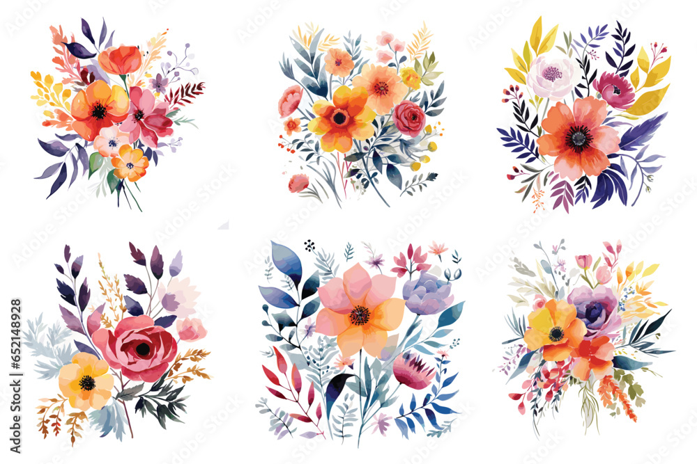 Fototapeta premium Botanical flower watercolor bouquet elegance blooming