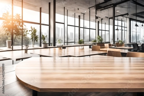 empty table in a blurred office 