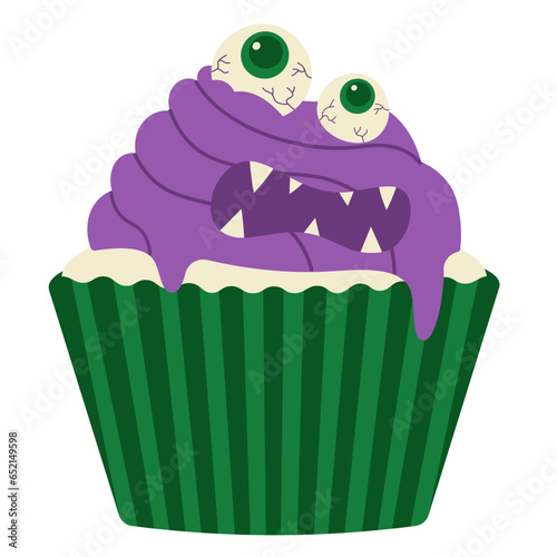 Monster Halloween Cupcakes Dessert Illustration