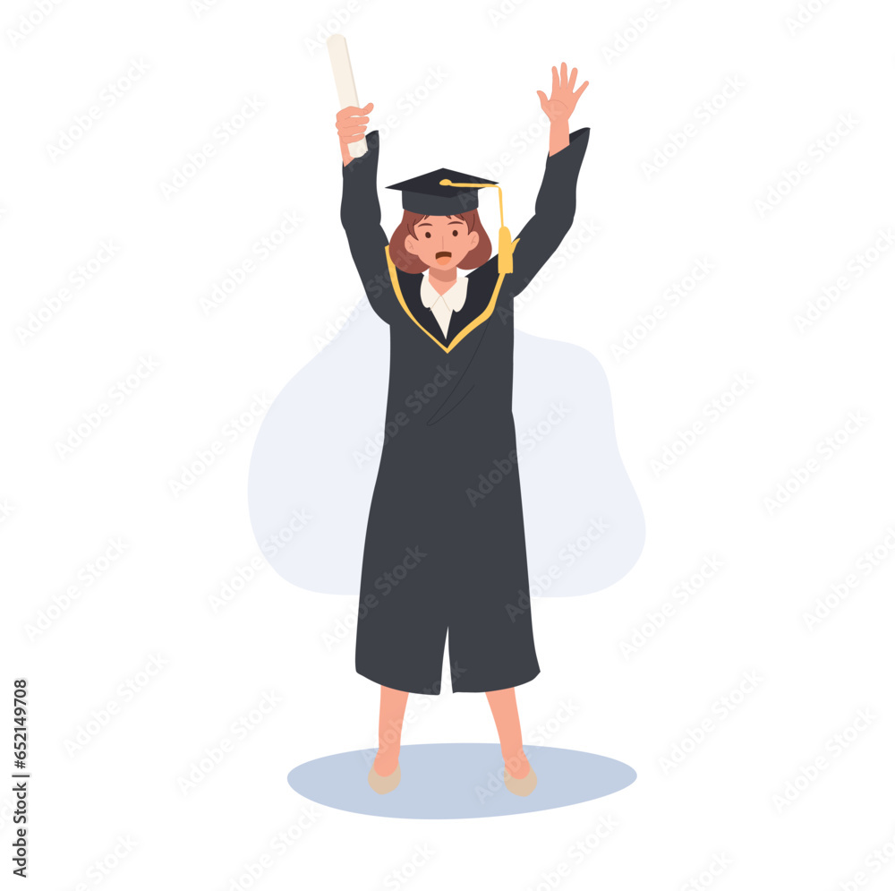 education, graduation and people concept. Smiling Graduating Student in Cap and Gown.Celebrating Success in Education education, graduation and people concept. Smiling Graduating Student in Cap and Gown.Celebrating Success in Education