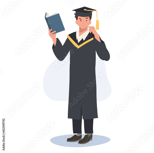 education, graduation and people concept. Young Woman Graduate Holding a Book. Smiling Student with Diploma.