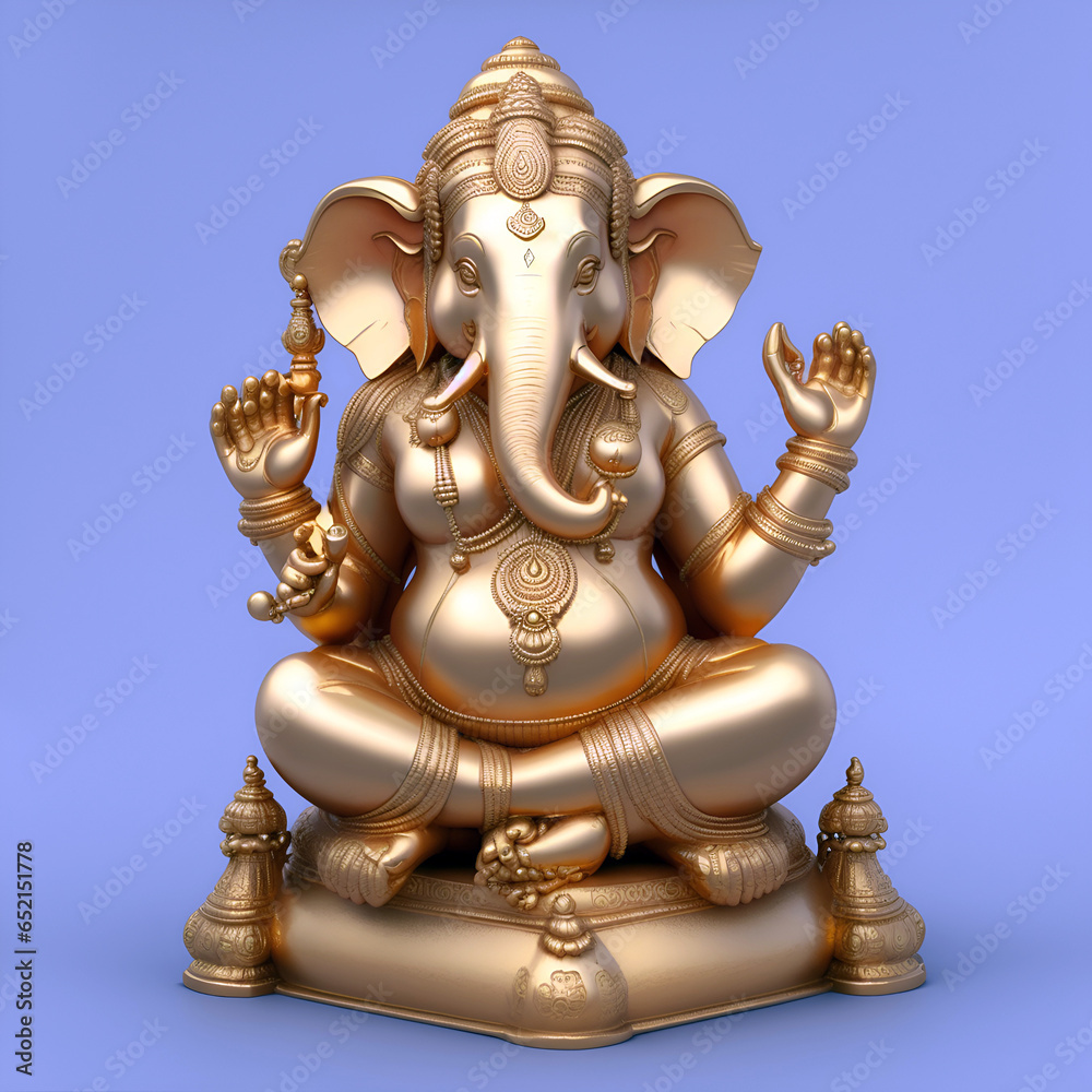 Fototapeta premium realistic style god Ganesha statue golden color realistic 4k rendering
