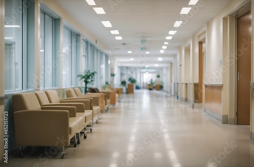 Hospital hallway  reception clinic. Unfocused background. 