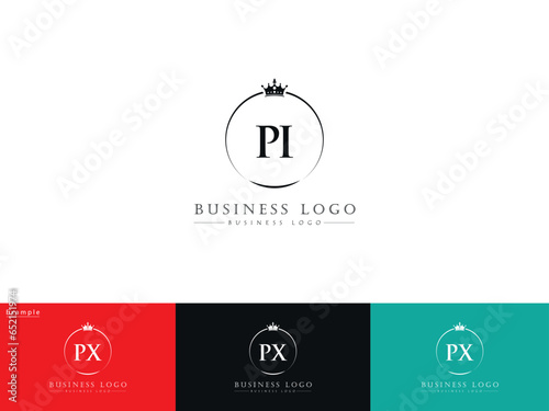 PI, pi Stylish Circle Crown Logo, Monogram Pi Logo Letter Vector
