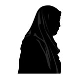 Muslim woman in hijab Silhouette vector, Muslim woman face profile black silhouette