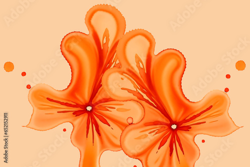 Transparent Paint stain orange watercolor flowers