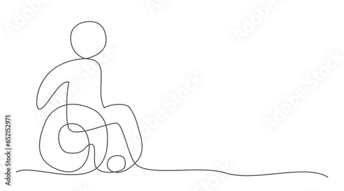 Disabled One line drawing isolated on white background