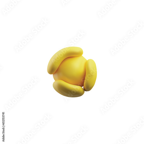 Realistic plasticine yellow ball with arcuate details, 3D clay or dough texture circle, vector handmade craft sculpting