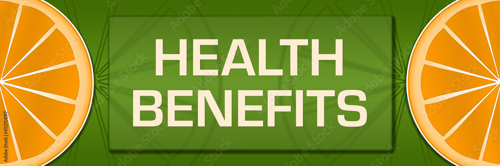 Health Benefits Orange Slice Both Sides Glass Text Health Benefits Orange Slice Both Sides Glass Text