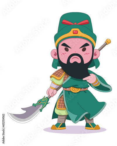 Cute style Chinese general Guan Yu cartoon illustration
