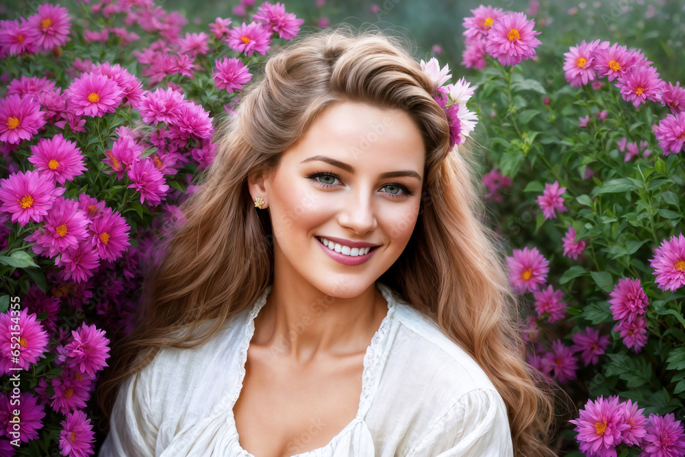 portrait of a beautiful girl posing in nature, a bright sunny day in the forest, a glade with wild flowers portrait of a beautiful girl posing in nature, a bright sunny day in the forest, a glade with wild flowers