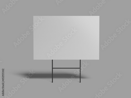 White Blank Billboard Yard Sign 3D render Mockup