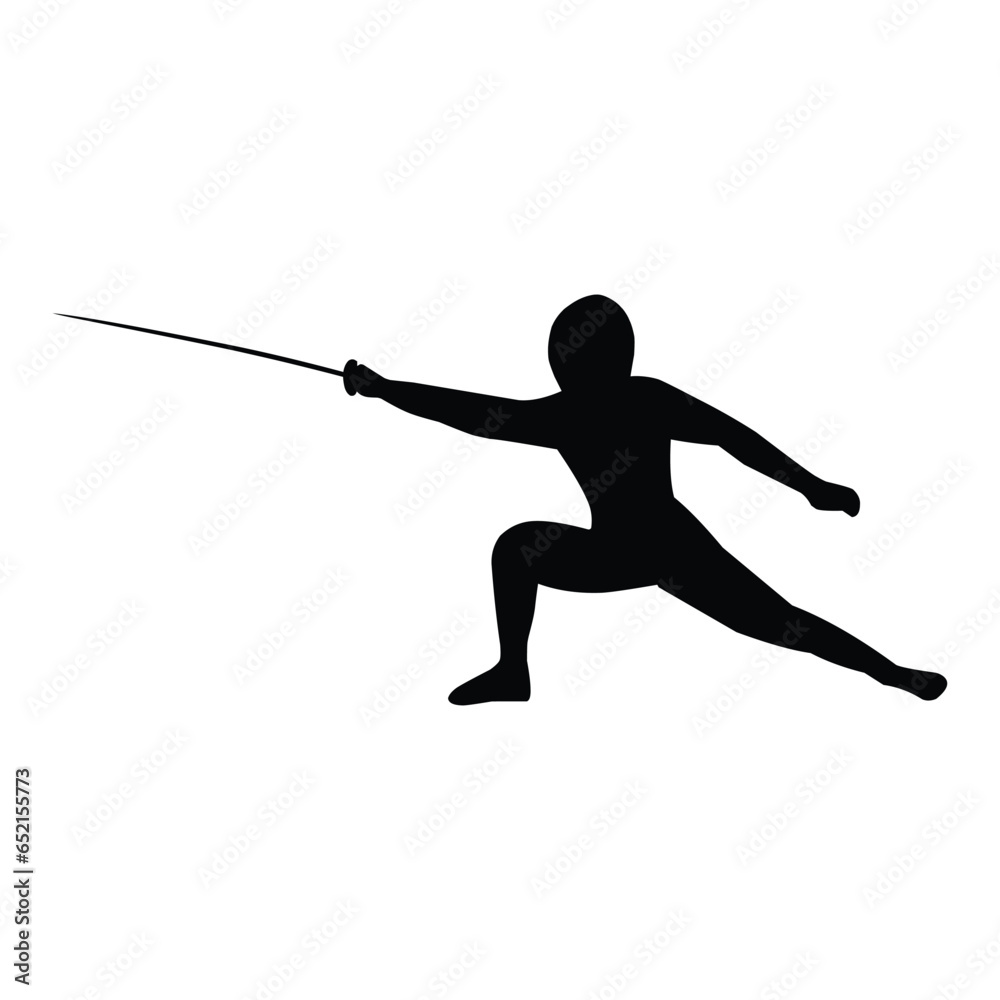 silhouette of the movement of a fencing player silhouette of the movement of a fencing player