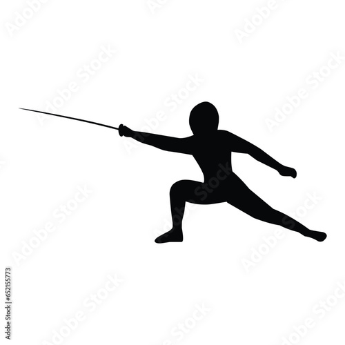 silhouette of the movement of a fencing player