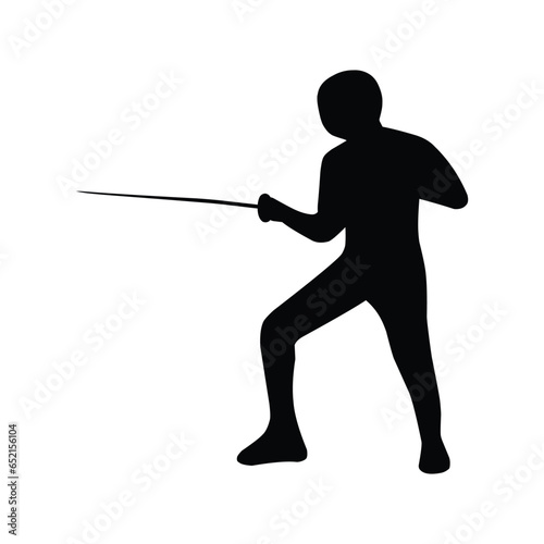 silhouette of the movement of a fencing player