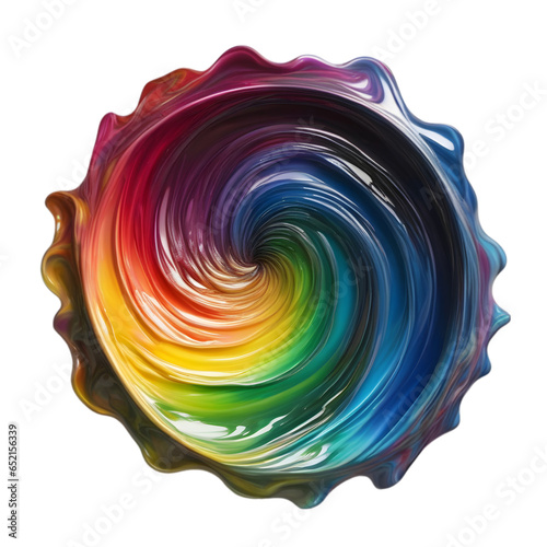 Art of vortex rainbow liquid on a white background. AI-Generated. photo