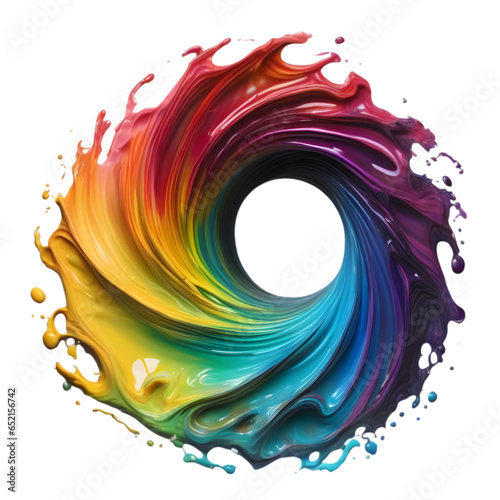 Art of vortex rainbow liquid on a white background. AI-Generated. photo