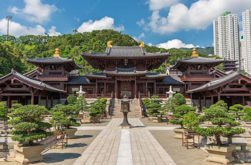 Chinese Temple - Chi Lin Nunnery in Hong Kong city Chinese Temple - Chi Lin Nunnery in Hong Kong city