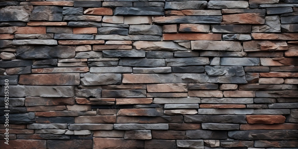 Fototapeta premium Weathered stone wall with character. Architectural harmony. Intricate wall design. Sturdy foundations. Close up of stacked blocks