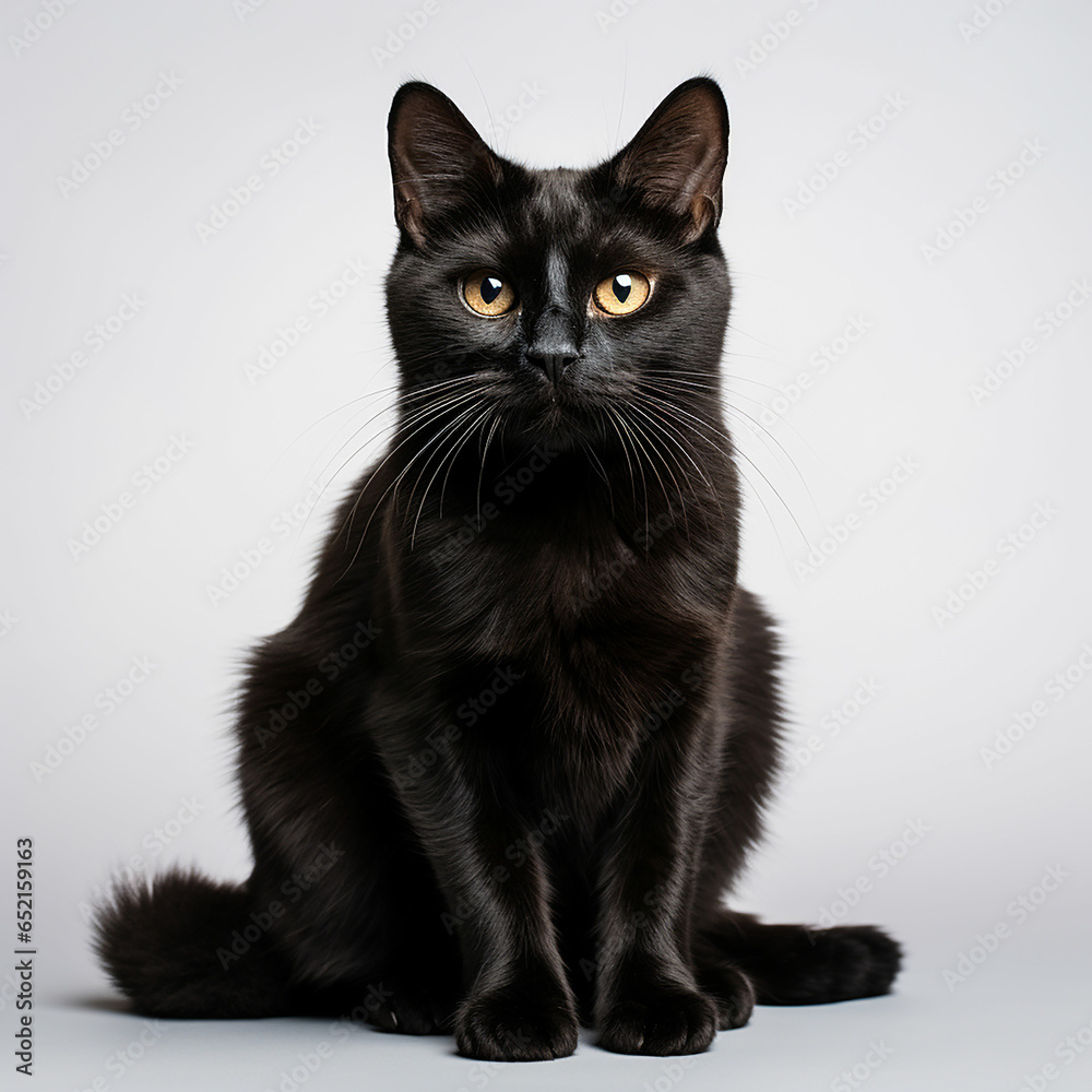 black cat on white background. Made with generative ai