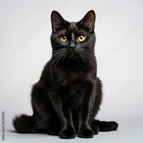 black cat on white background. Made with generative ai