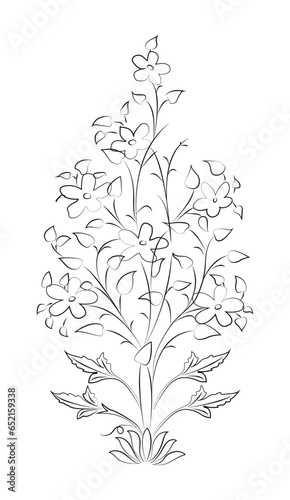 Mughal flower, motif design, flower vector, floral vector, vector design , art, pencil art,