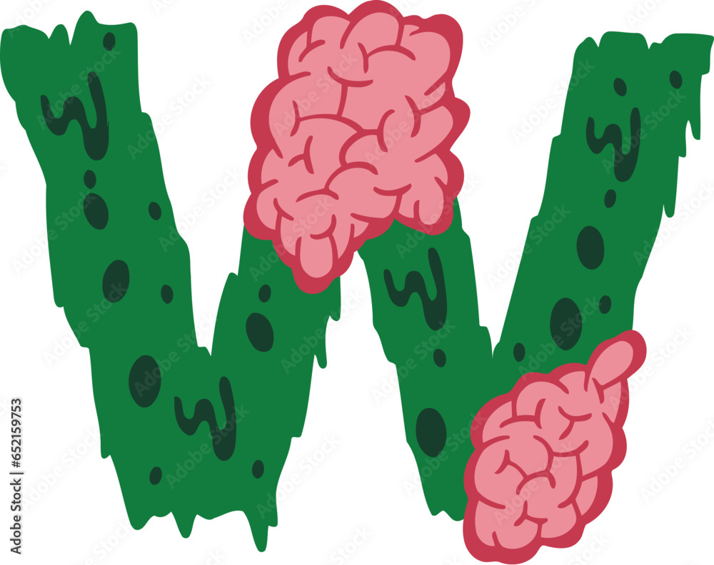 Zombie Brain Alphabet W