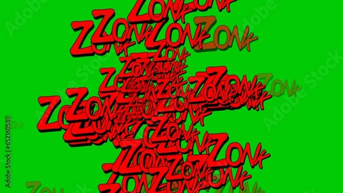 Zonk text animation motion graphics for green screen with explosion for background photo