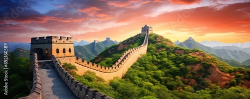 Foto The great wall of China. Generative ai