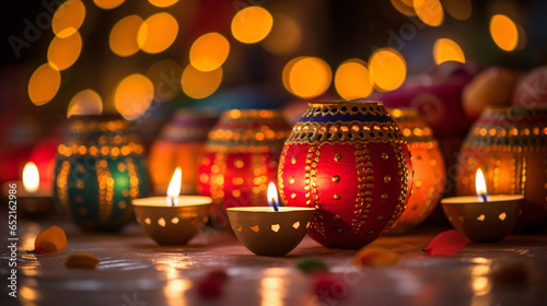 Beautiful diwali lighting selective focus