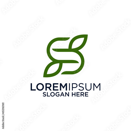  initial letter with green leaf logo design