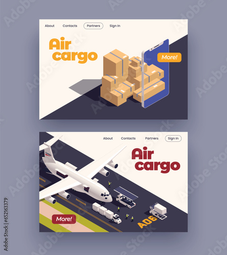 Air Craft Isometric Banner Set