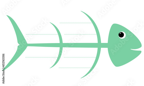 Green fishbone diagram with text slots on white background. Vector infographic.