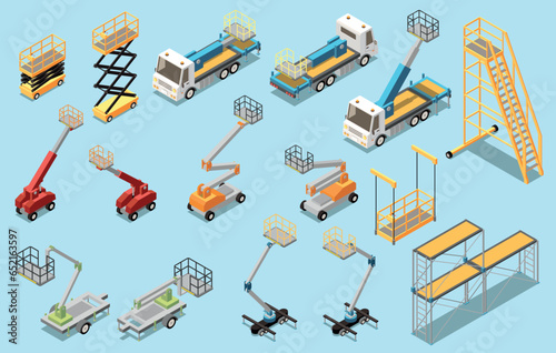 Height Work Machinery Isometric Set