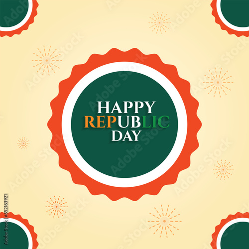 Happy republic day creamcolor background with tricolor new design photo