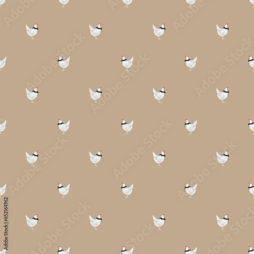 seamless pattern of hand-drawn cute chickens with a collar. vintage boho pattern for children's clothing, bed linen, pajamas, diapers, blankets.