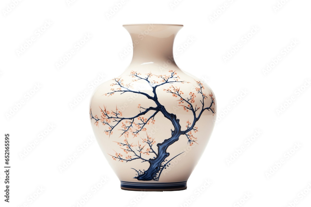 Antique Asian Vase Isolated on Transparent Background Generative AI