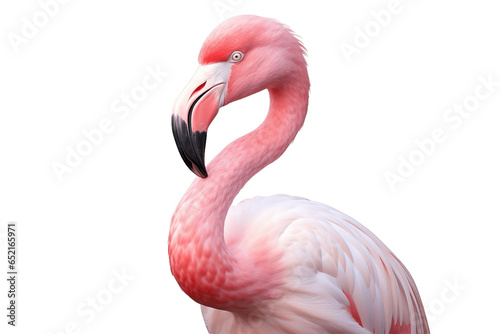 Pink Flamingo Close-Up Isolated on Transparent Background Generative AI