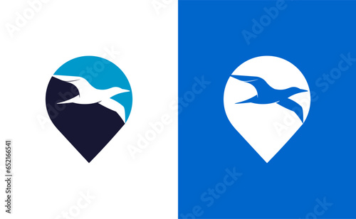 travel logo combination of location and bird