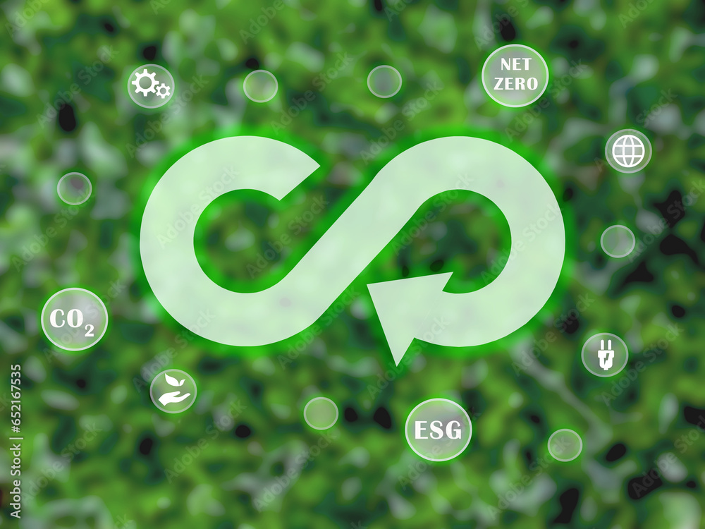 Infinity icon symbol for Circular economy to reduce waste by reusing ...