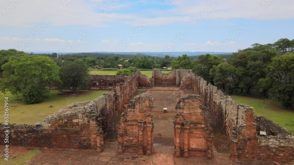 Flying Over San Ignacio Ruins In Misiones, Argentina Flying Over San Ignacio Ruins In Misiones, Argentina