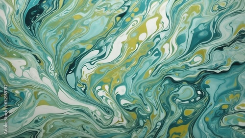 Fluid, marbled artwork in green and gold colors, ideal for wallpapers, banners, or illustrations