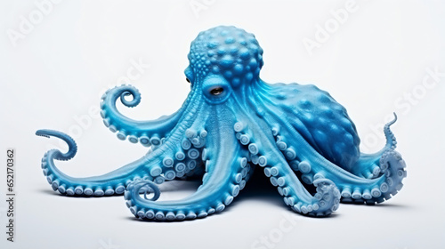 Octopus in blue color isolated on white background 