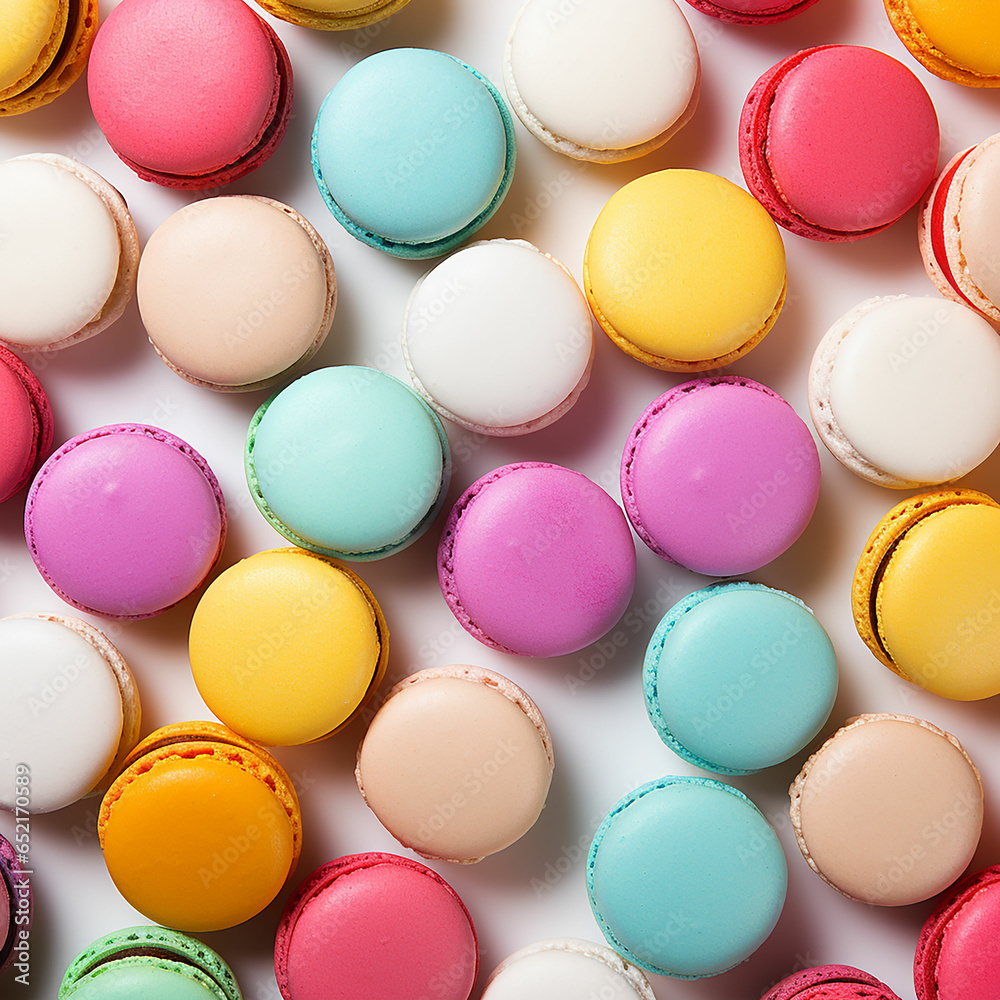 Colorful macaron on white background. Made with generative ai Colorful macaron on white background. Made with generative ai