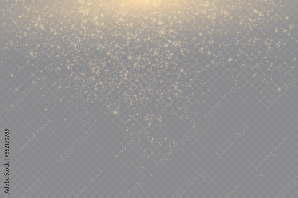 Gold sparks and golden stars glitter special light effect. Vector sparkles on transparent background. Christmas abstract. dust	
