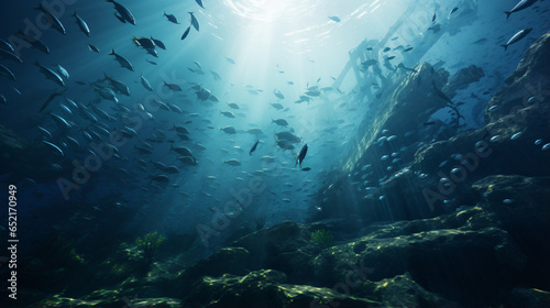 School of fish in the sea Underwater