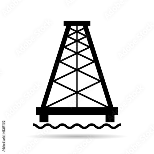 Oil rig flat graphic shadow icon, fuel platform industry tower gas sign, vector illustration