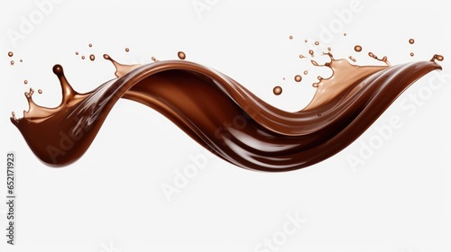 Chocolate wave splash on white background.